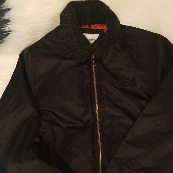 Men's Standard Fit Black Sherpa Collar Bomber - Picture 3 of 4